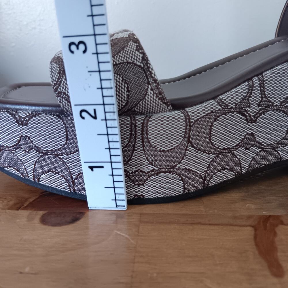 Coach Women Gale Wedge Sandal In Maple Signature Jacquard Size 11 B Damaged Box - Picture 8 of 14